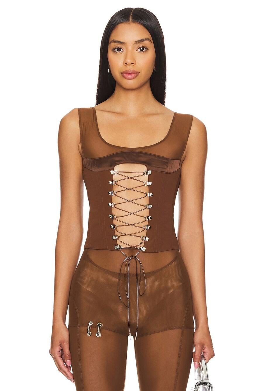 SketchY Erotic Corset Top Bustier Lace Up Cyber Goth Streetwear Y2K Party XS